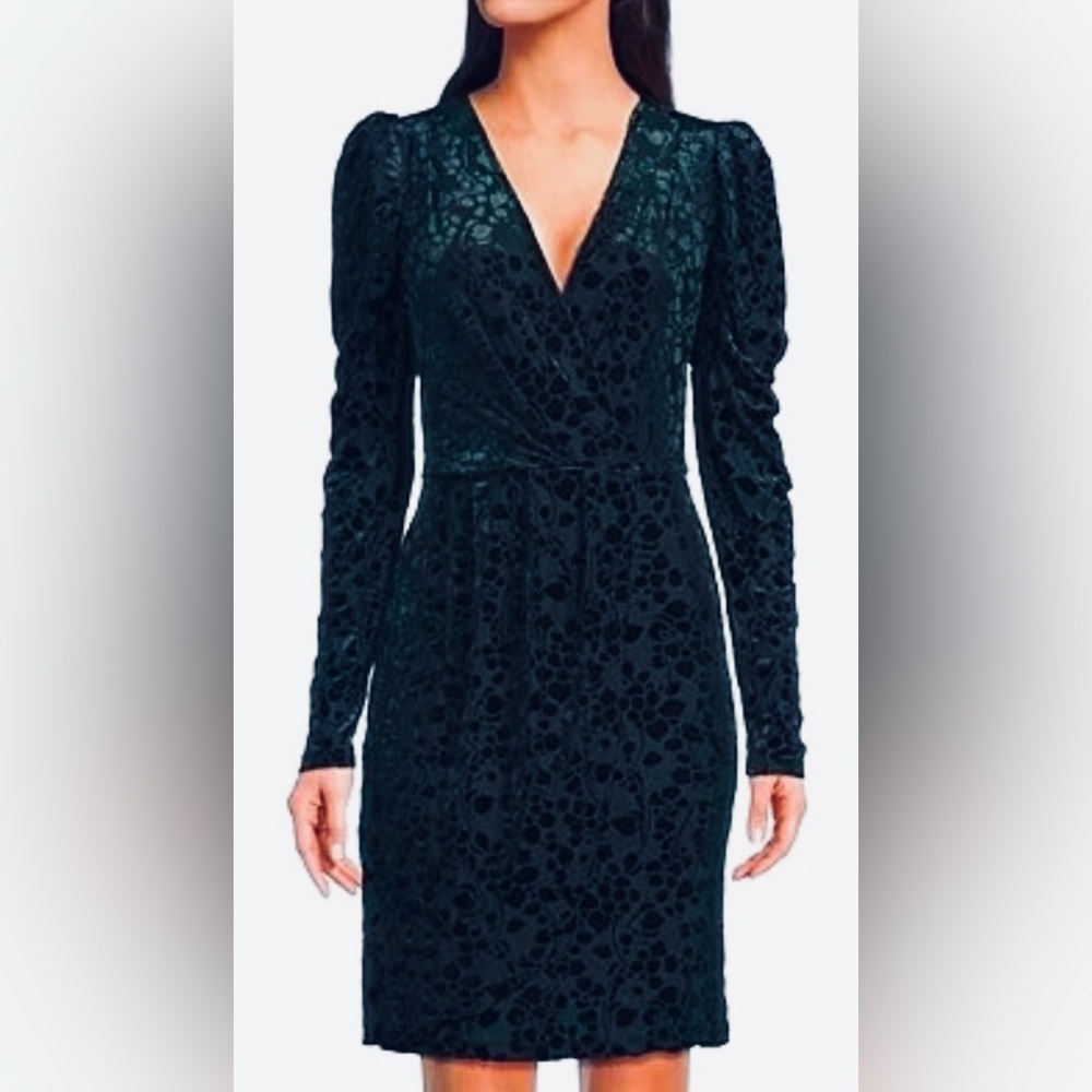 Elegant Tommy Hilfiger Blue/Green Velvet Floral Dress, sz 4, NWTs